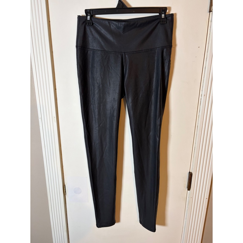 Time and Tru Womens Faux Leather Leggings Black High Rise Size M 8-10